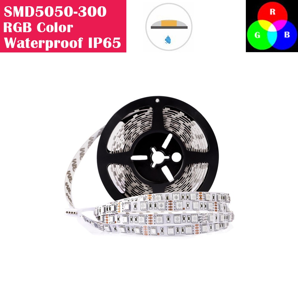 5 Meters  RGB Color Changing SMD5050 Waterproof IP65 300LEDs Flexible LED Strip Lights